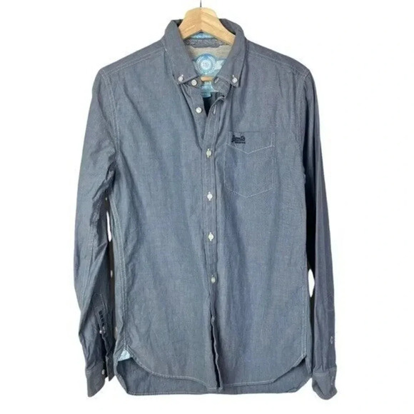 Superdry Blue Pocket Front Long Sleeve Button Down S - Picture 1 of 6